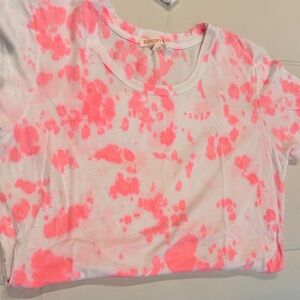 NWT Sundry White Tee with Neon Pink Splash Tie-Dye size 1
